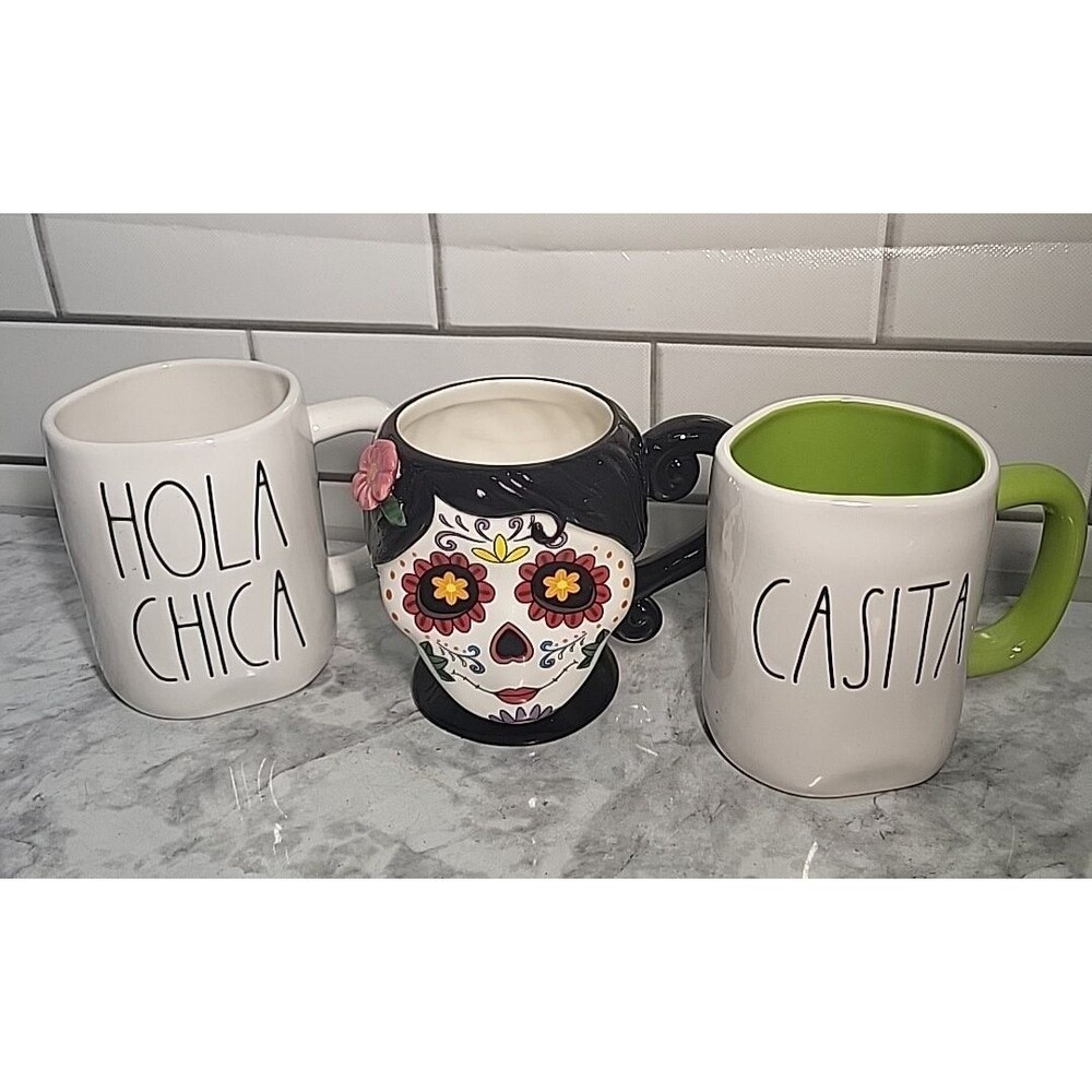 Day Of The Dead Skull, Encanto, & Hola Chica  Mugs Cups Rae Dunn Cracker Barrel